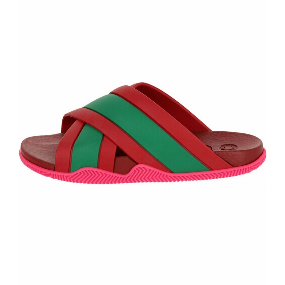 GUCCI Web Accent Rubber Sandals W/Box SZ IT 35/US 5 - Red and Green